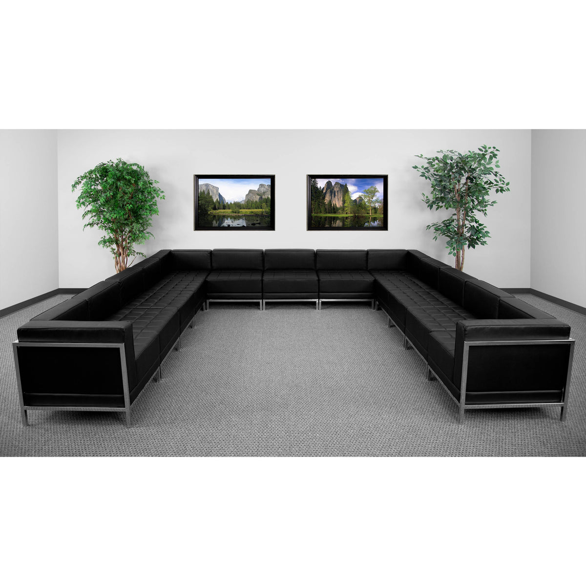 Flash Furniture ZB-IMAG-U-SECT-SET2-GG Black LeatherSoft Modular U-Shape Sectional Configuration, 13 Pieces - View 2