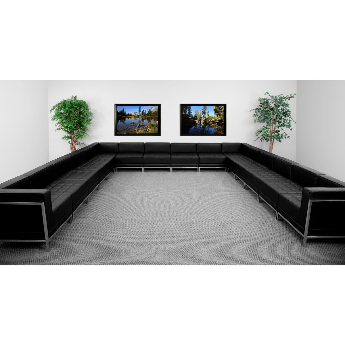 Flash Furniture ZB-IMAG-U-SECT-SET3-GG Black LeatherSoft Modular U-Shape Sectional Configuration, 16 Pieces - View 2