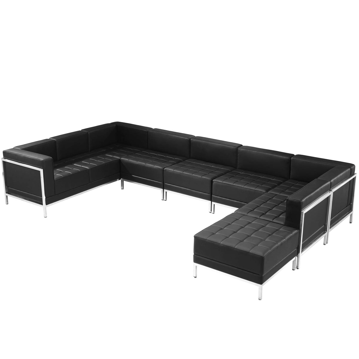 Flash Furniture ZB-IMAG-U-SECT-SET4-GG Black LeatherSoft Modular U-Shape Sectional Configuration, 7 Pieces - View 2