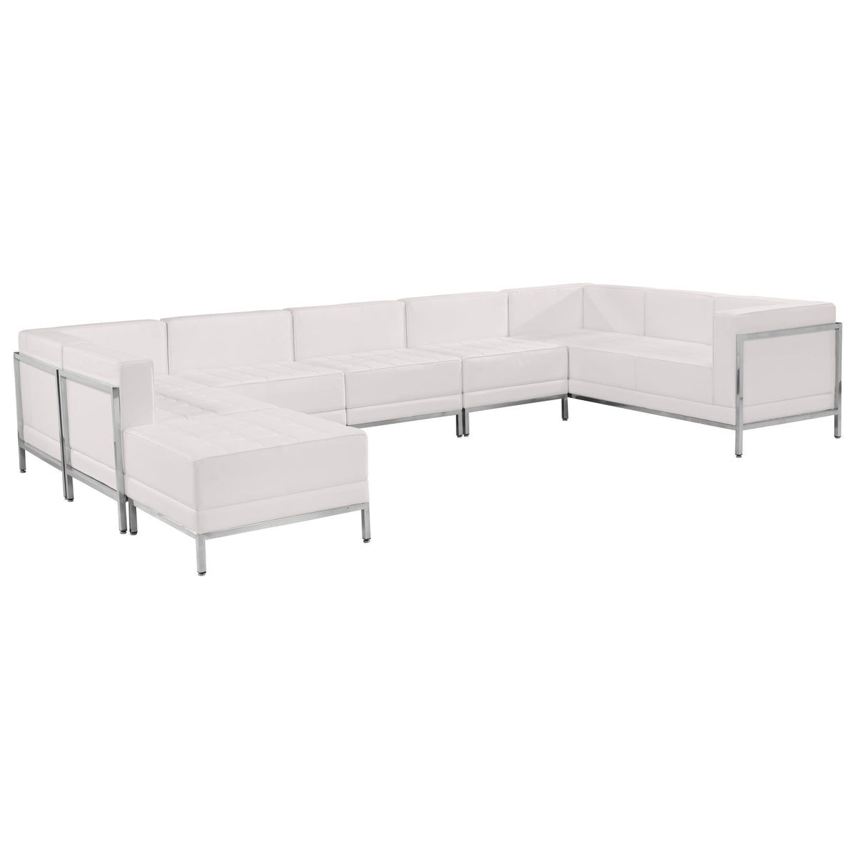 Flash Furniture ZB-IMAG-U-SECT-SET4-WH-GG White LeatherSoft Modular U-Shape Sectional Configuration, 7 Pieces (Melrose White) - Main view