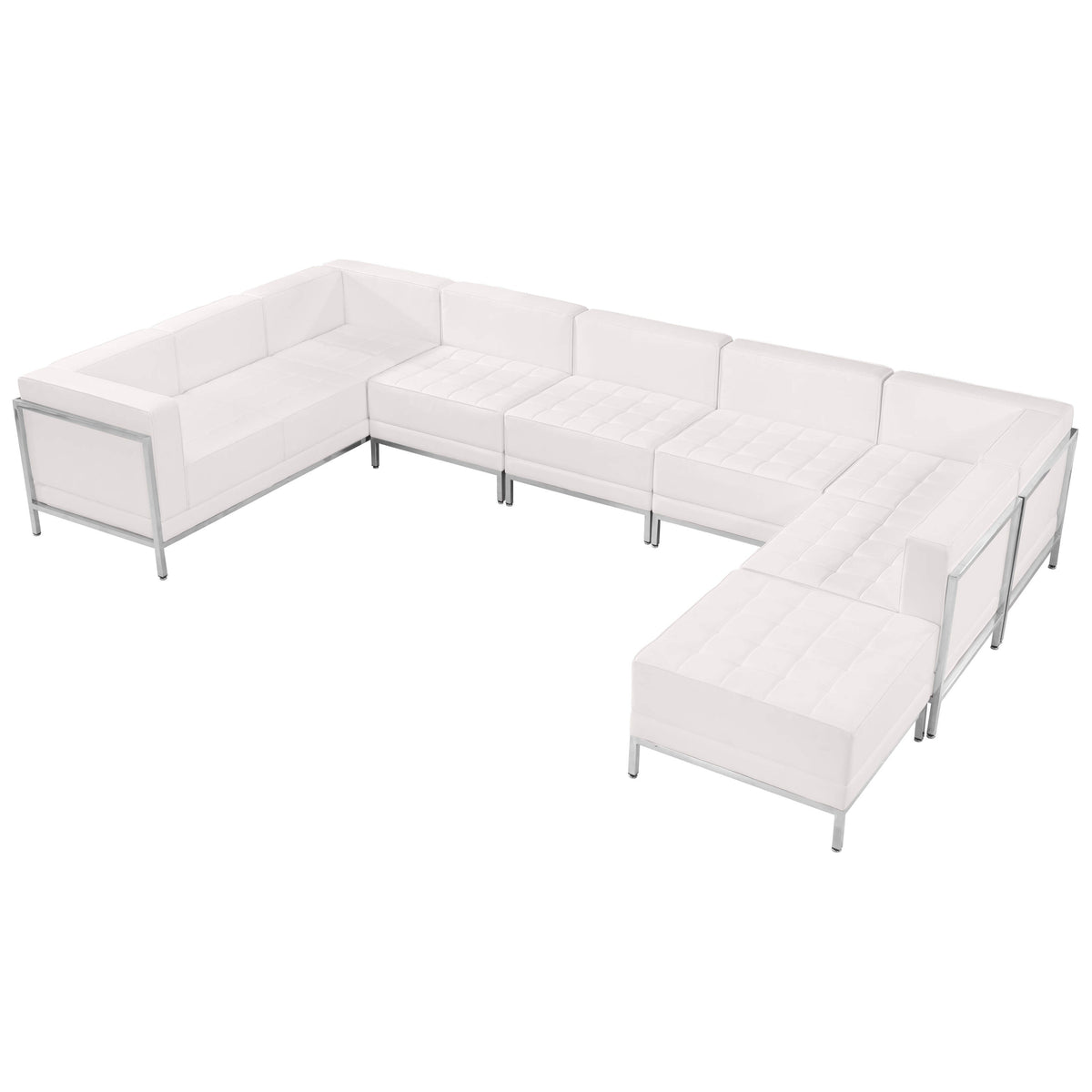 Flash Furniture ZB-IMAG-U-SECT-SET4-WH-GG White LeatherSoft Modular U-Shape Sectional Configuration, 7 Pieces (Melrose White) - View 2