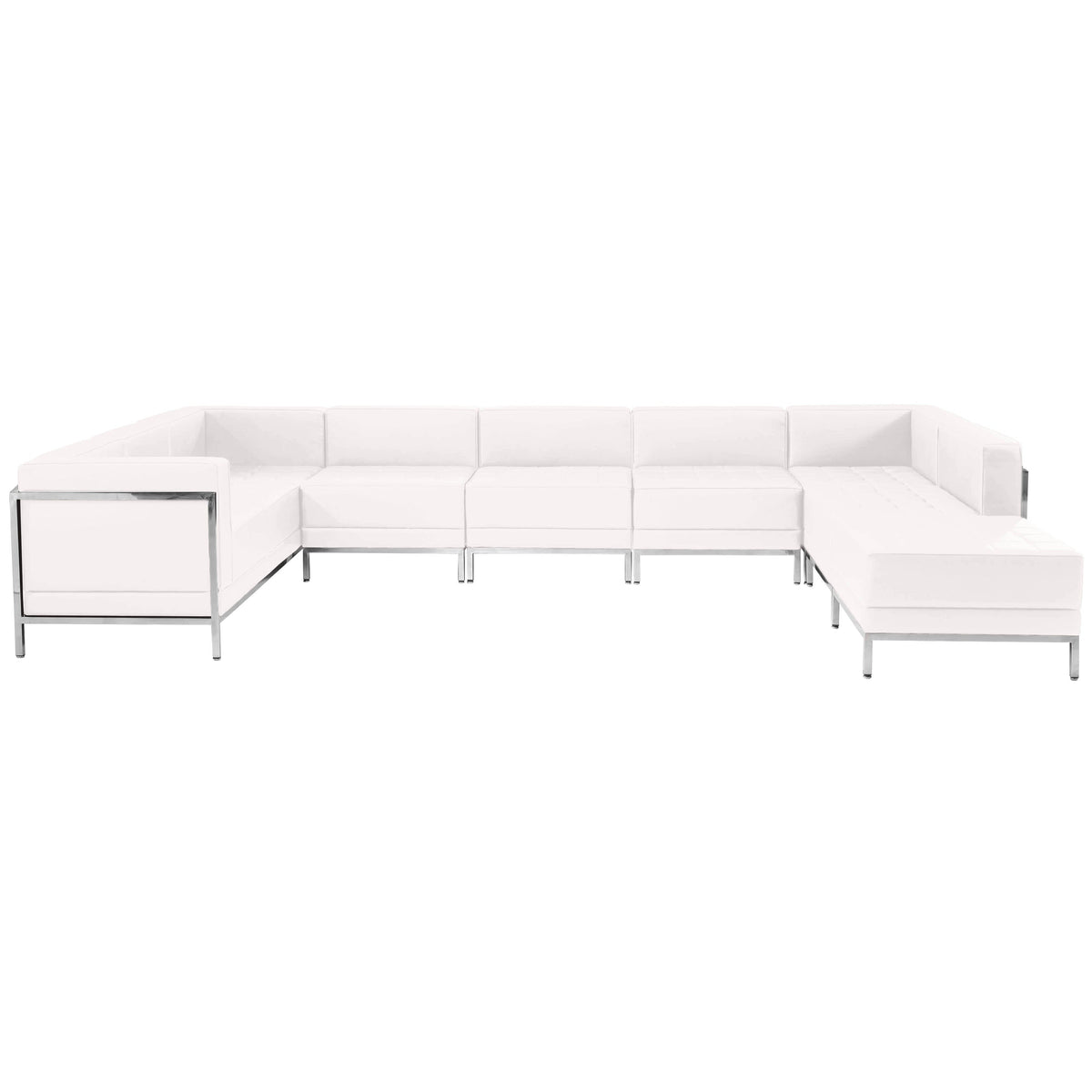 Flash Furniture ZB-IMAG-U-SECT-SET4-WH-GG White LeatherSoft Modular U-Shape Sectional Configuration, 7 Pieces (Melrose White) - View 3