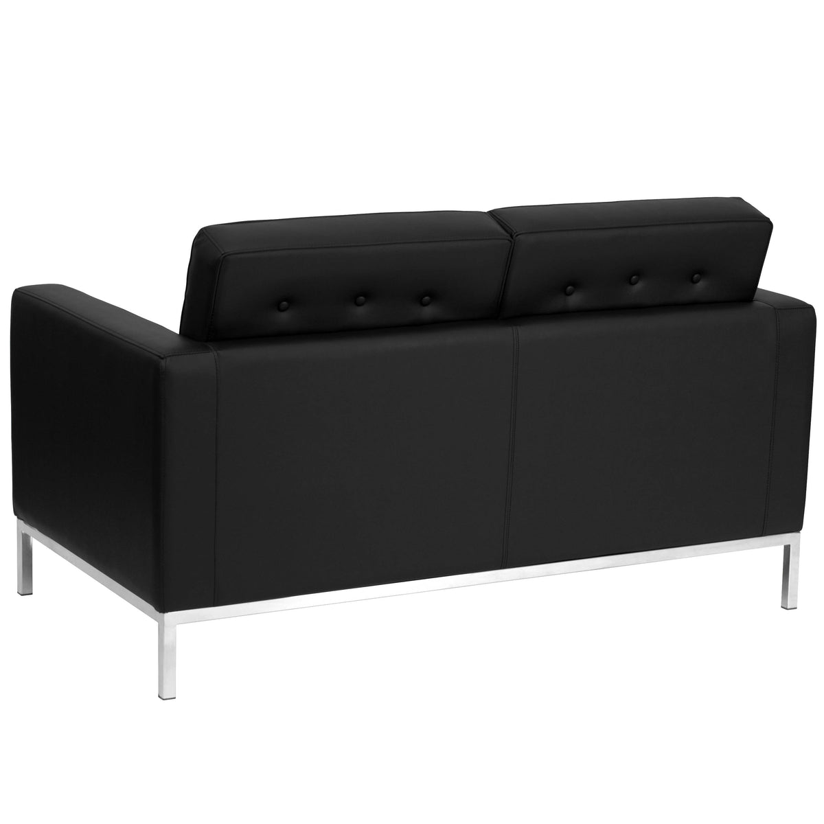 Flash Furniture ZB-LACEY-831-2-LS-BK-GG Button Tufted Black LeatherSoft Loveseat w/Integrated Stainless Steel Frame - View 3