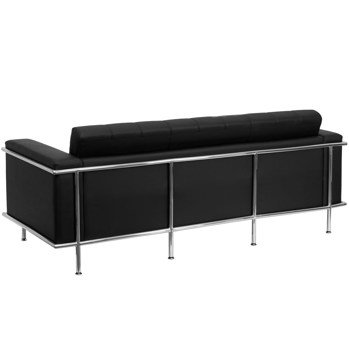 Flash Furniture ZB-LESLEY-8090-SOFA-BK-GG Contemporary Black LeatherSoft Double Stitch Detail Sofa with Encasing Frame - View 2