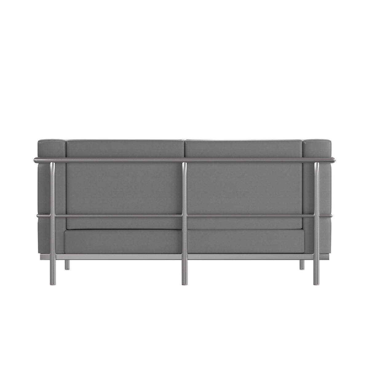 Flash Furniture ZB-REGAL-810-2-LS-GY-GG Contemporary Gray LeatherSoft Loveseat with Double Bar Encasing Frame - View 5