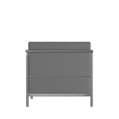 Flash Furniture ZB-REGAL-810-2-LS-GY-GG Contemporary Gray LeatherSoft Loveseat with Double Bar Encasing Frame - View 6