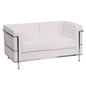 Flash Furniture ZB-REGAL-810-2-LS-WH-GG Contemporary White LeatherSoft Loveseat with Double Bar Encasing Frame (Melrose White) - Main view