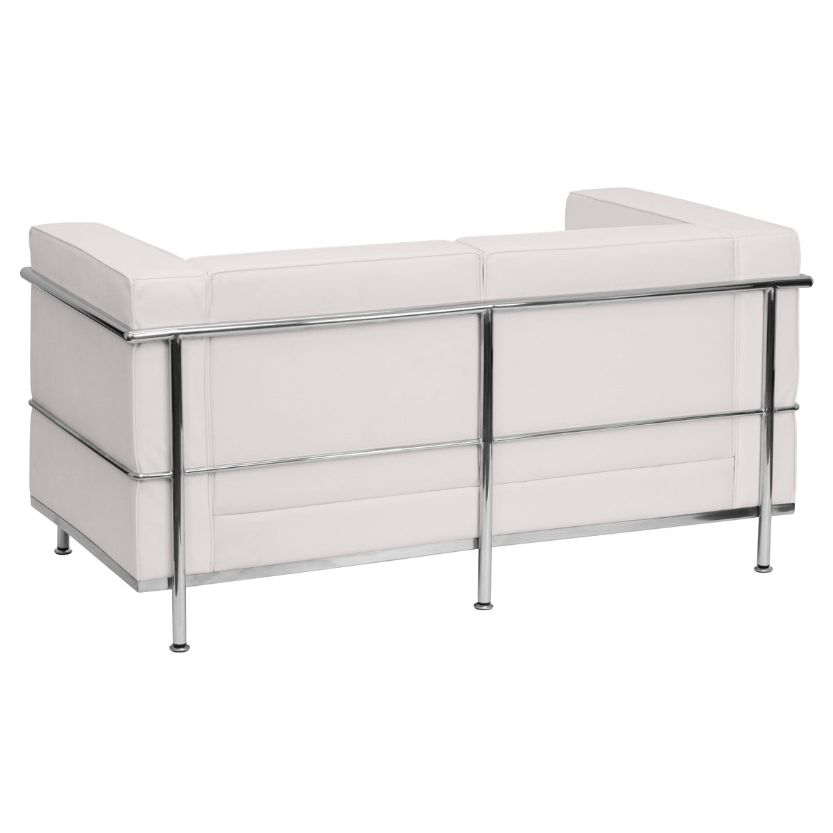 Flash Furniture ZB-REGAL-810-2-LS-WH-GG Contemporary White LeatherSoft Loveseat with Double Bar Encasing Frame (Melrose White) - View 2