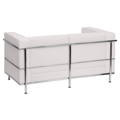 Flash Furniture ZB-REGAL-810-2-LS-WH-GG Contemporary White LeatherSoft Loveseat with Double Bar Encasing Frame (Melrose White) - View 2
