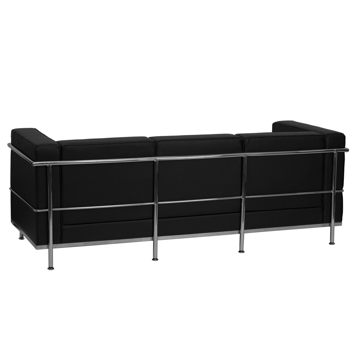 Flash Furniture ZB-REGAL-810-3-SOFA-BK-GG Contemporary Black LeatherSoft Sofa with Double Bar Encasing Frame - View 2