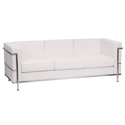 Flash Furniture ZB-REGAL-810-3-SOFA-WH-GG Contemporary White LeatherSoft Sofa with Double Bar Encasing Frame (Melrose White) - Main view