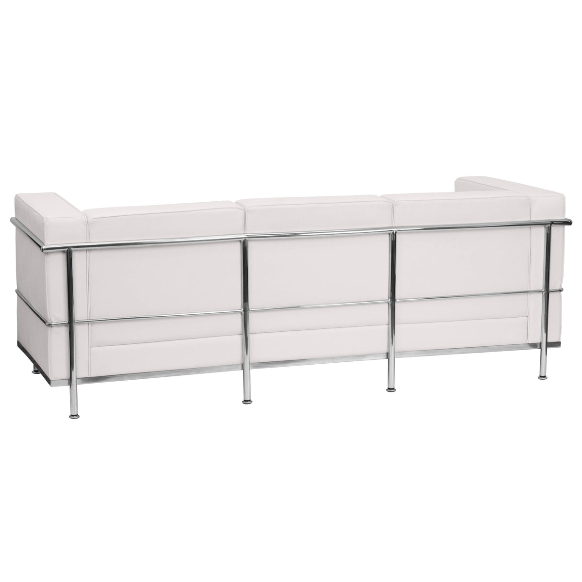 Flash Furniture ZB-REGAL-810-3-SOFA-WH-GG Contemporary White LeatherSoft Sofa with Double Bar Encasing Frame (Melrose White) - View 2