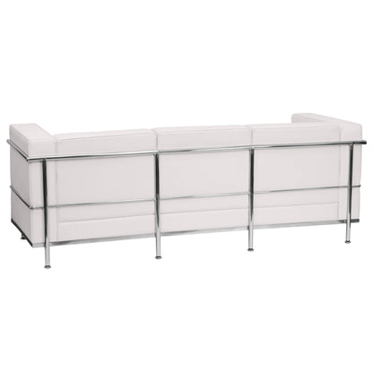Flash Furniture ZB-REGAL-810-3-SOFA-WH-GG Contemporary White LeatherSoft Sofa with Double Bar Encasing Frame (Melrose White) - View 2