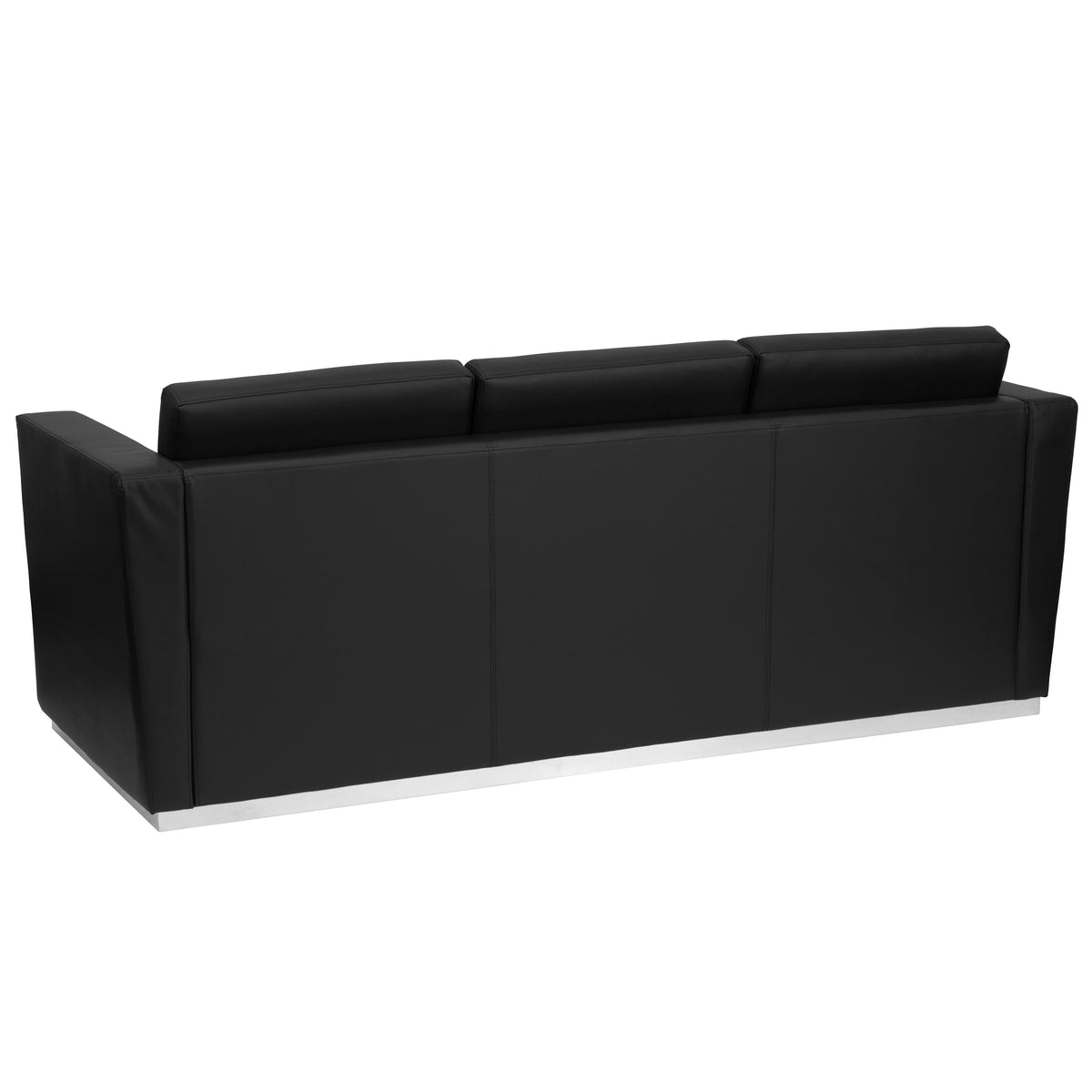 Flash Furniture ZB-TRINITY-8094-SOFA-BK-GG Contemporary Black LeatherSoft Sofa with Stainless Steel Recessed Base - View 2