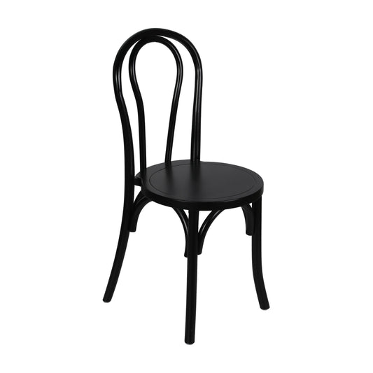 Flash Furniture ZH-8003A-BLK-GG Thonet Solid Wood Stackable Dining Chair with Fixed Floor Glides in Black - Main view