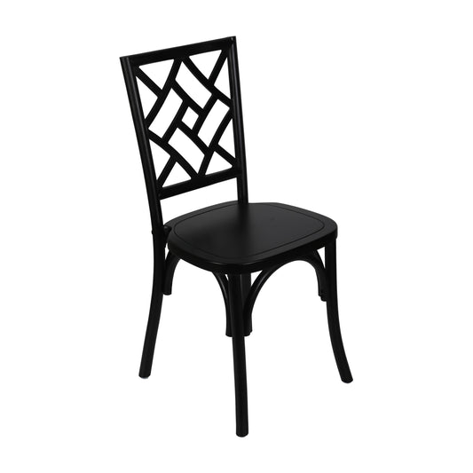 Flash Furniture ZH-8100-5-BLK-GG Commercial Solid Wood Stackable Dining Chair with Intricate Back Detail in Black - Main view