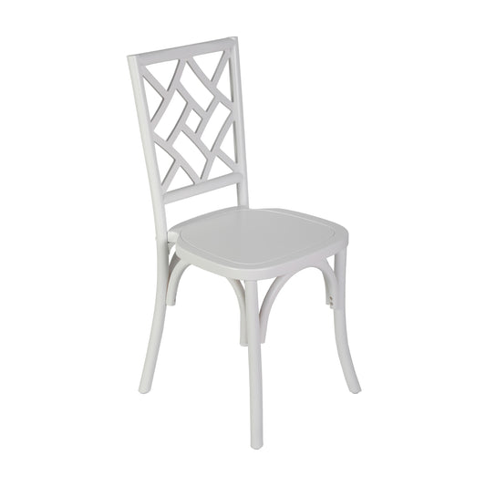 Flash Furniture ZH-8100-5-WHT-GG Commercial Solid Wood Stackable Dining Chair with Intricate Back Detail in White - Main view
