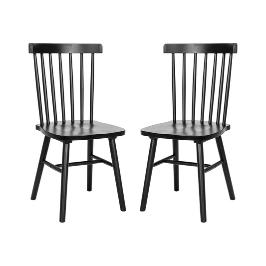 Flash Furniture ZH-8101WR-BK-2-GG Windsor Style Commercial Solid Wood Spindle Back Dining Chairs in Black-Set of 2 - Main view