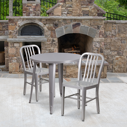 Flash Furniture CH-51090TH-2-18VRT-SIL-GG 30" Patio Dining Set