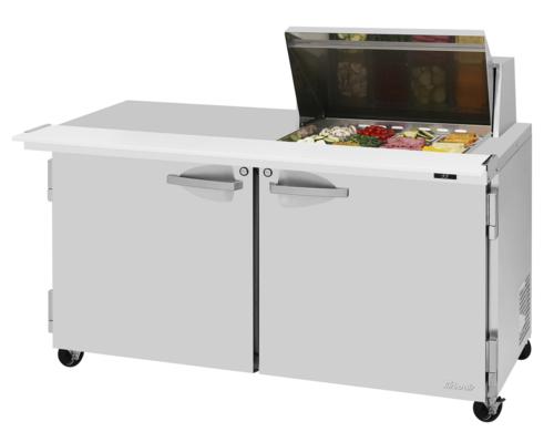 Turbo Air PST-60-12M-N(-LW) 60 1/4" 2 Doors 12 Pan Mega Top Sandwich / Salad Prep Table
