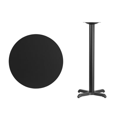 Flash Furniture XU-RD-30-BLKTB-T2222B-GG Dining Table