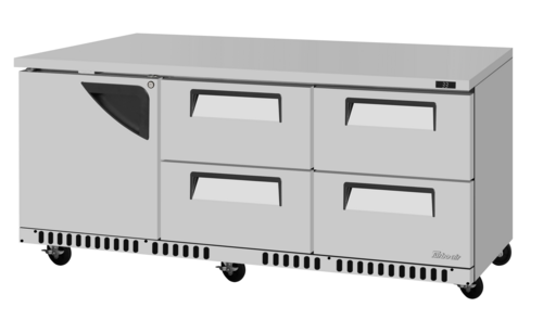 Turbo Air TUR-72SD-D4R(L)-FB-N 72 5/8" Solid Door Undercounter Refrigerator