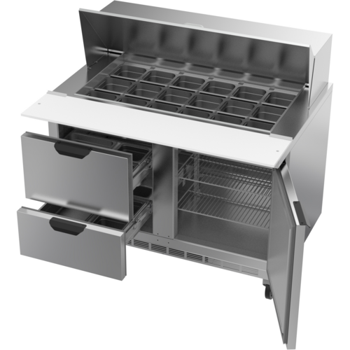 Beverage-Air SPED48HC-18M-2 48" 1 Door 18 Pan Mega Top Sandwich / Salad Prep Table