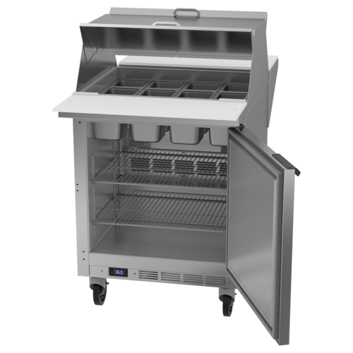 Beverage-Air SPE27HC-12M-B-DS 27" 1 Door 12 Pan Mega Top Sandwich / Salad Prep Table