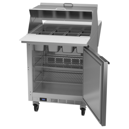 Beverage-Air SPE27HC-12M-B-DS 27" 1 Door 12 Pan Mega Top Sandwich / Salad Prep Table