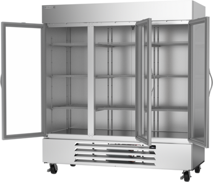 Beverage-Air HBR72HC-1-G 75" 3 Section Glass Door Reach-In Refrigerator