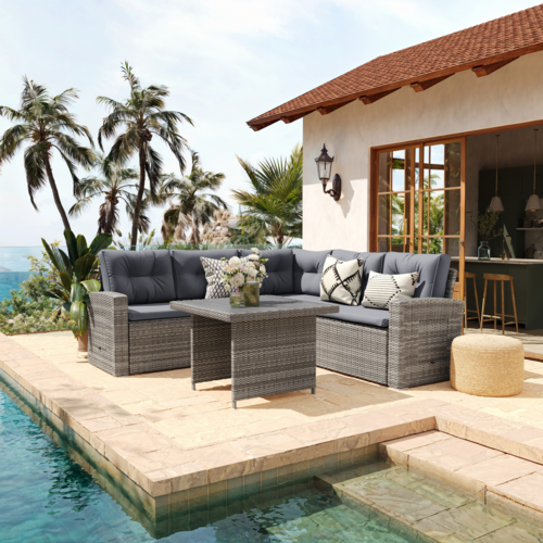 Flash Furniture LTS-SET-02023-GY-GY-GG 21 1/4" Patio Lounge Seating