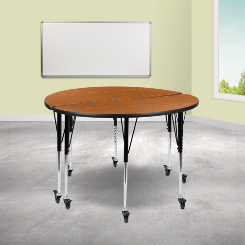 Flash Furniture XU-GRP-A48-HCIRC-OAK-T-A-CAS-GG 47 1/2" Dining Table