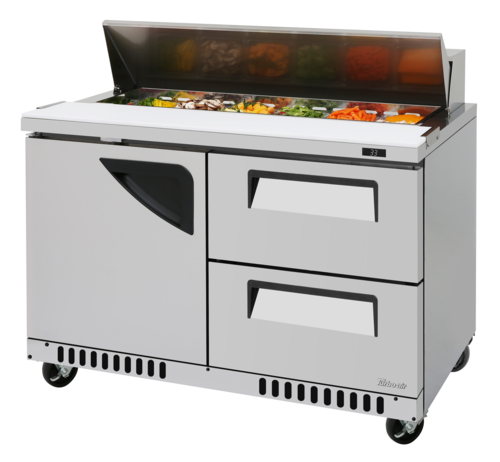 Turbo Air TST-48SD-D2R(L)-FB-N 48 1/4" 1 Door 12 Pan Sandwich / Salad Prep Table