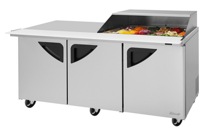Turbo Air TST-72SD-18M-N-SL(-LW) 72 5/8" 3 Doors 18 Pan Mega Top Sandwich / Salad Prep Table