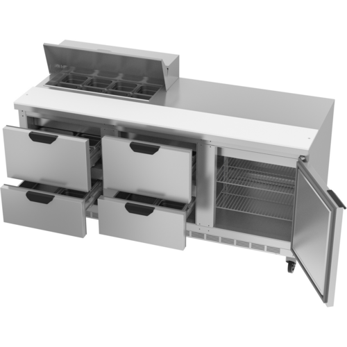 Beverage-Air SPED72HC-08-4 72" 1 Door 9 Pan Sandwich / Salad Prep Table