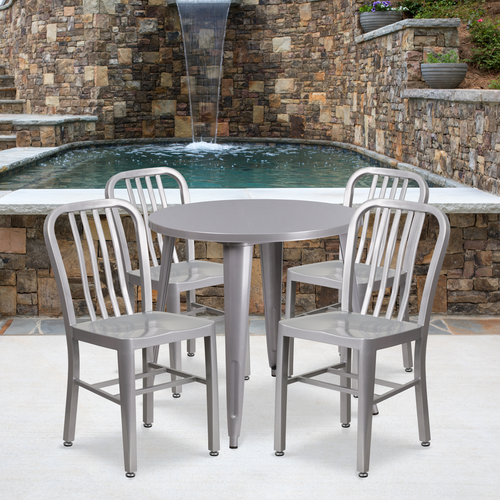 Flash Furniture CH-51090TH-4-18VRT-SIL-GG 30" Patio Dining Set