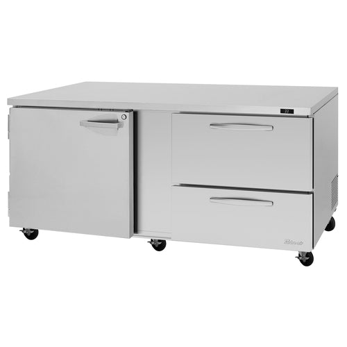 Turbo Air PUR-72-D2R(L)-N 72 5/8" Solid Door Undercounter Refrigerator