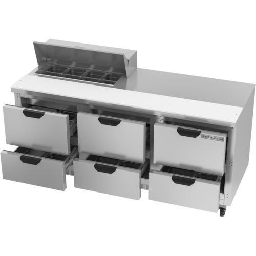Beverage-Air SPED72HC-08-6 72" 6 Drawer 9 Pan Sandwich / Salad Prep Table