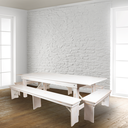 Flash Furniture XA-B-96X12-L-WH-GG 96" Bench
