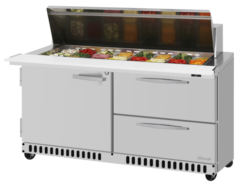 Turbo Air PST-60-24-D2R(L)-FB-N 60 1/4" 1 Door 24 Pan Mega Top Sandwich / Salad Prep Table