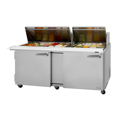 Turbo Air PST-72-30-N 72 5/8" 2 Doors 30 Pan Mega Top Sandwich / Salad Prep Table