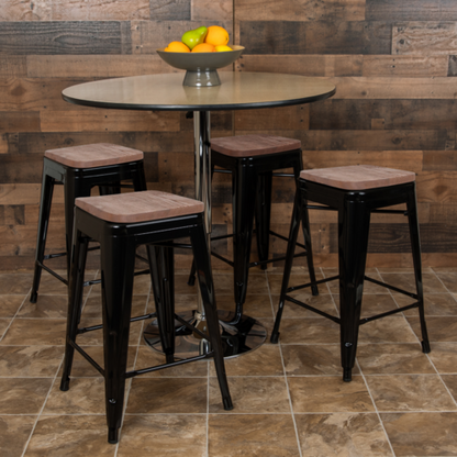Flash Furniture 4-ET-31320W-24-BK-R-GG 16" Barstool