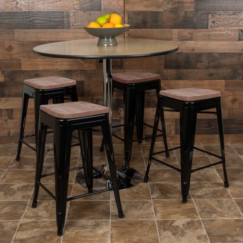 Flash Furniture 4-ET-31320W-24-BK-R-GG 16" Barstool