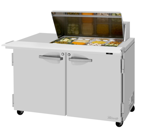 Turbo Air PST-48-12M-N(-LW) 48 1/4" 2 Doors 12 Pan Mega Top Sandwich / Salad Prep Table