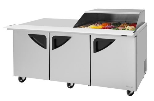 Turbo Air TST-72SD-15M-N-SL(-LW) 72 5/8" 3 Doors 15 Pan Mega Top Sandwich / Salad Prep Table