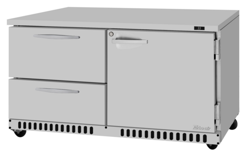 Turbo Air PUR-60-D2R(L)-FB-N 60 1/4" Solid Door Undercounter Refrigerator
