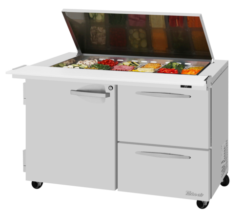Turbo Air PST-48-18-D2R(L)-N-FL 48 1/4" 1 Door 18 Pan Mega Top Sandwich / Salad Prep Table