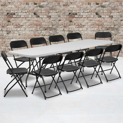 Flash Furniture RB-3096F-10-LEL3-BK-GG 96" Folding Table