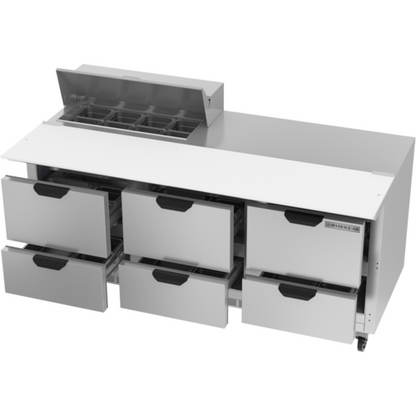 Beverage-Air SPED72HC-08C-6 72" 6 Drawer 9 Pan Sandwich / Salad Prep Table