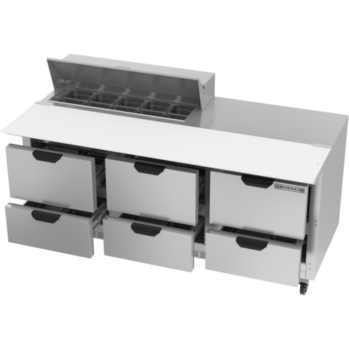 Beverage-Air SPED72HC-10C-6 72" 6 Drawer 12 Pan Sandwich / Salad Prep Table